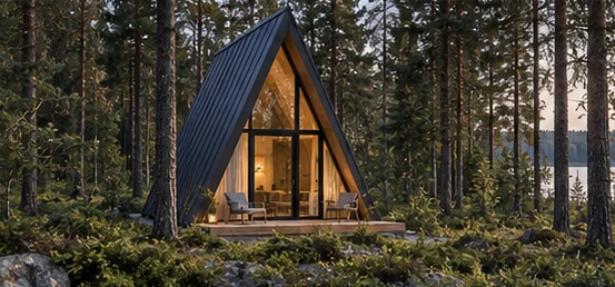 Небольшой треугольный дом A-frame